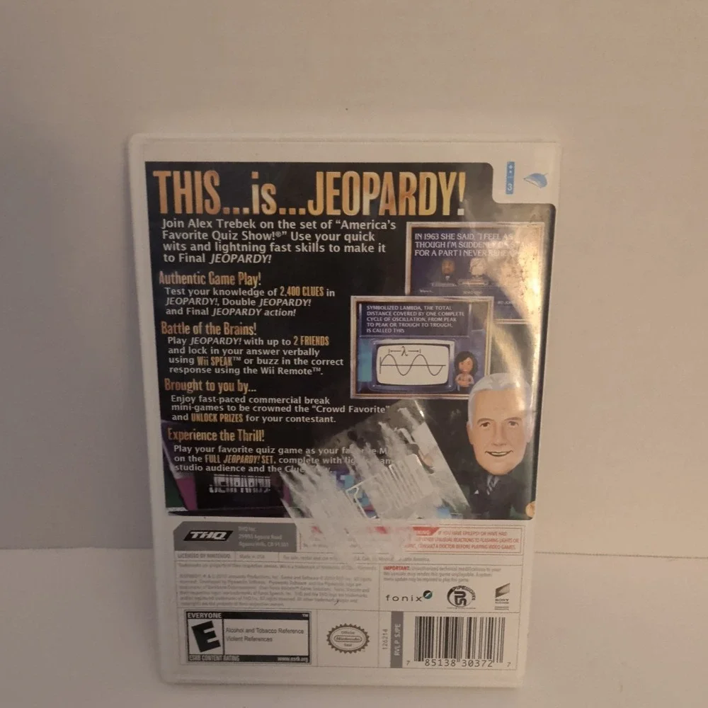 Jeopardy! Nintendo Wii Game THQ 2010 Complete CIB Trivia Quiz Show RVL-SJPE-USA